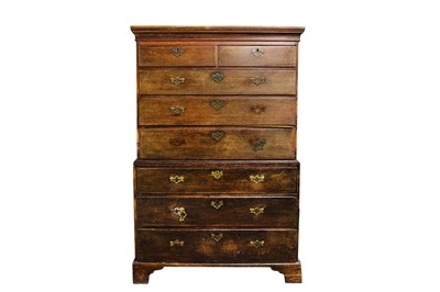 Lot 137 - A George III oak chest on chest, with two...