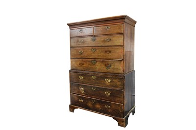 Lot 137 - A George III oak chest on chest, with two...