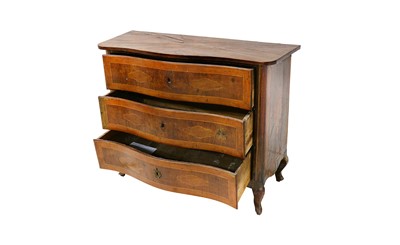 Lot 140 - A kingwood commode of three long drawers with...