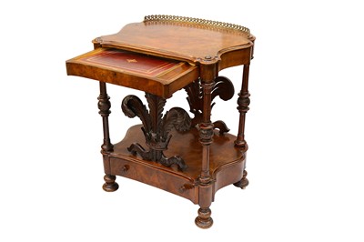 Lot 123 - A small Victorian walnut writing table, the...