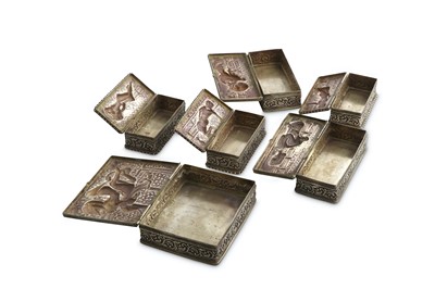Lot 1015 - Silver Repousse Lidded Boxes with Erotic Scenes