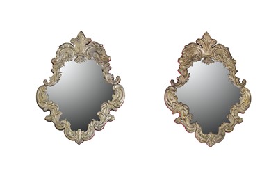 Lot 147 - A pair of wall mirrors in the Rococo taste,...