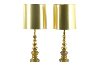 Lot 269 - A pair of 20th Century brass table lamps each...