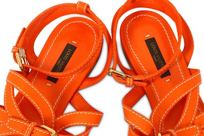 Lot 18 - Louis Vuitton Orange Leather Sandals - size 37