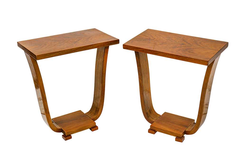 Lot 149 - A pair of Art Deco design walnut occasional...