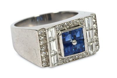 Lot 200 - A sapphire and diamond dress ring,...