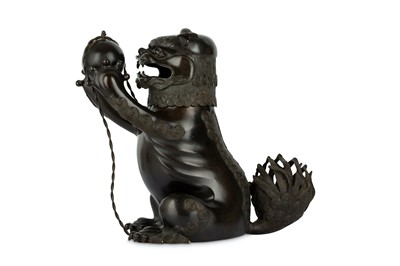 Lot 240 - A CHINESE BRONZE 'LION DOG' INCENSE BURNER AND...