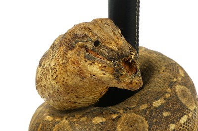 Lot 235 - AN UNUSUAL LAMP DECORATED WITH A TAXIDERMY...