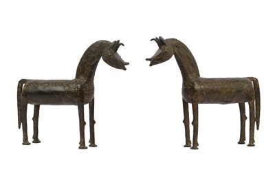 Lot 235A - A PAIR OF 20TH CENTURY EAST NIGERIAN BRONZE...