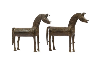 Lot 235 - A PAIR OF 20TH CENTURY EAST NIGERIAN BRONZE...