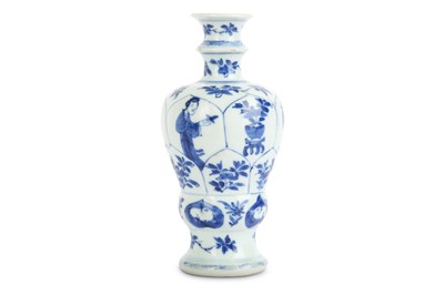 Lot 93 - A CHINESE BLUE AND WHITE 'LADIES' VASE. Qing...