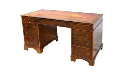Lot 301 - A late 19th to early 20th Century mahogany pedestal desk