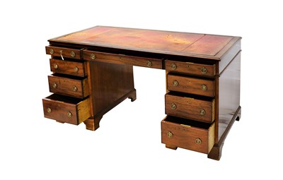 Lot 301 - A late 19th to early 20th Century mahogany pedestal desk