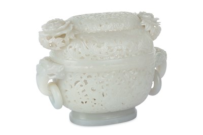 Lot 147 - A CHINESE WHITE JADE RETICULATED INCENSE...
