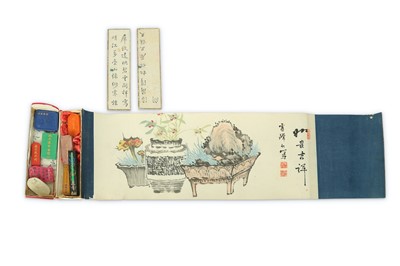 Lot 612 - A CHINESE 'PAINTING’ INK CAKE CONTAINER. Late...