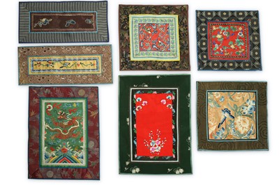 Lot 603 - TWENTY-ONE CHINESE EMBROIDERED MATS. 20th...