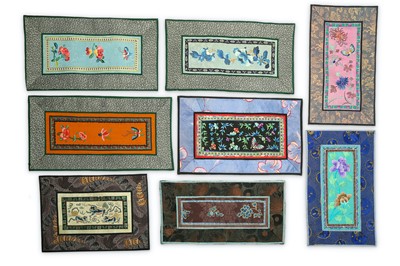 Lot 603 - TWENTY-ONE CHINESE EMBROIDERED MATS. 20th...