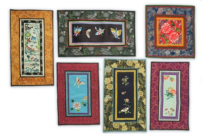 Lot 603 - TWENTY-ONE CHINESE EMBROIDERED MATS. 20th...