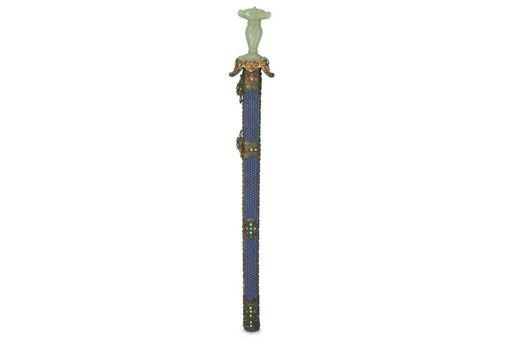 Lot 443 - A CHINESE SWORD WITH A WHITE JADE HANDLE. The...