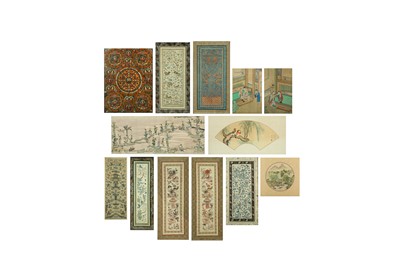 Lot 698 - FIVE CHINESE PAINTINGS AND EIGHT EMBROIDERIES.
