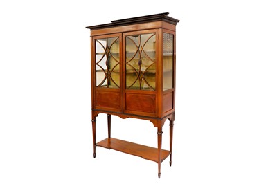 Lot 128 - An Edwardian mahogany display cabinet, line...