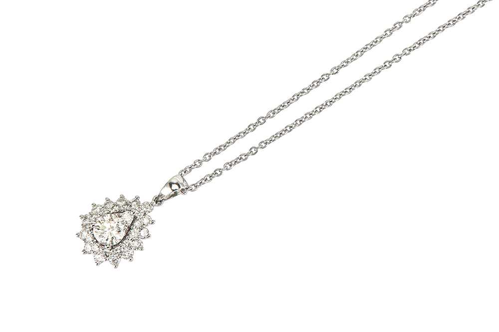Lot 112 - A diamond pendant necklace The pear-shaped...
