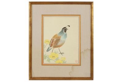 Lot 489 - A PAIR OF JAPANESE MEIJI PERIOD WATERCOLOUR, PEN AND INK DRAWINGS ON SILK DEPICTING BIRDS