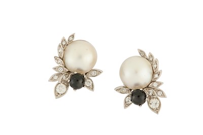 Lot 117 - A pair of gem-set earrings, by Kern Each mabé...