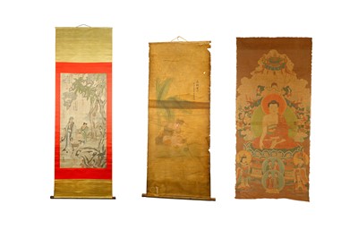 Lot 275 - Three Chinese Scrolls to include a Thangka