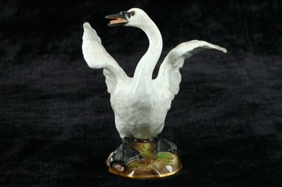 Lot 87 - A Meissen porcelain figure of a swan, after...