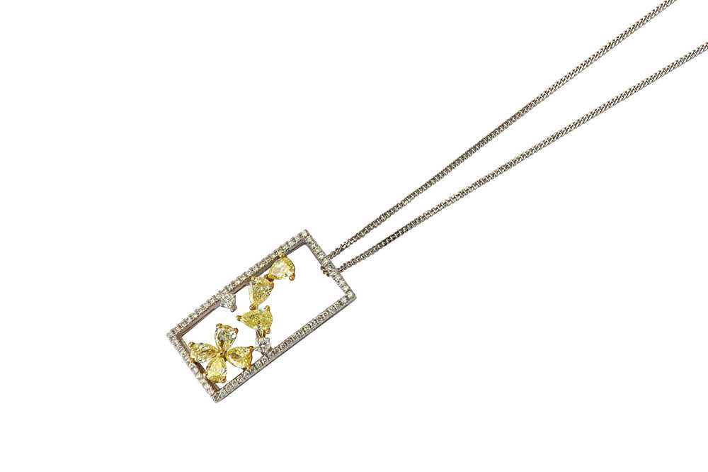 Lot 21 - A diamond pendant necklace Designed as a...