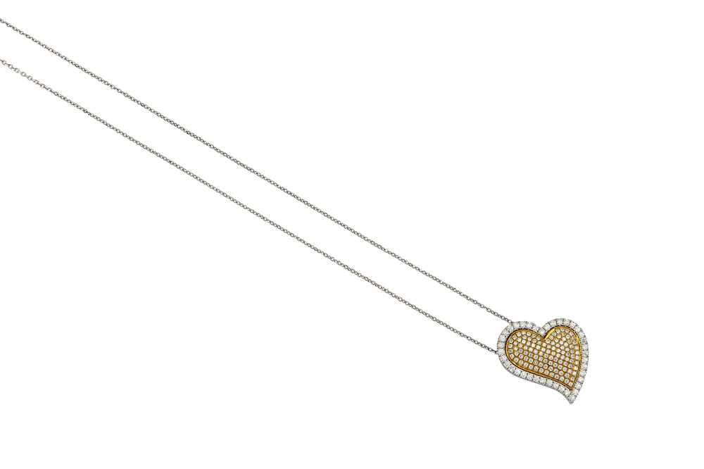 Lot 22 - A diamond-set heart-shaped pendant necklace...