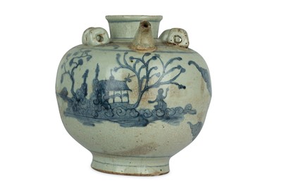Lot 201 - A MASSIVE CHINESE BLUE AND WHITE EWER.  Ming...