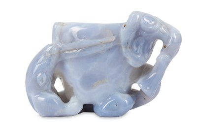 Lot 119 - A CHINESE BLUE AGATE ‘LINGZHI’ CUP. Qing...