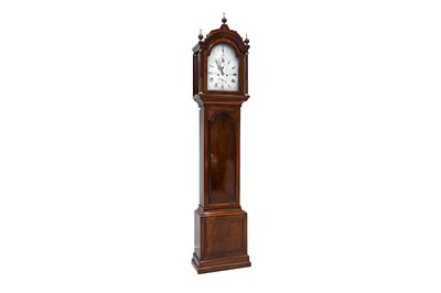 Lot 357 - A Regency mahogany longcase clock, the hour...