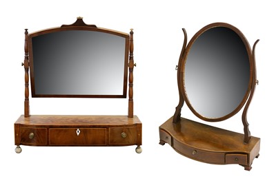 Lot 361 - A Regency bow fronted mahogany toilet mirror,...