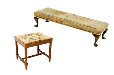 Lot 371 - A Victorian oak footstool, the floral...