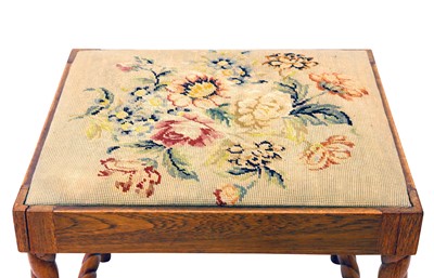 Lot 371 - A Victorian oak footstool, the floral...