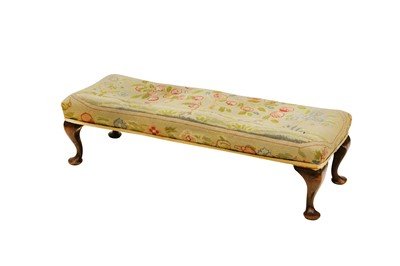 Lot 371 - A Victorian oak footstool, the floral...