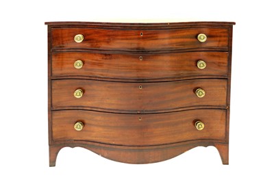 Lot 372 - A George III mahogany serpentine chest of four...