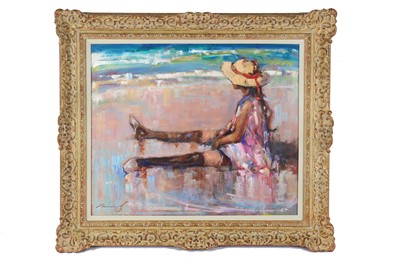 Lot 290 - Ken Moroney – (British b 1949) Girl on a Beach...