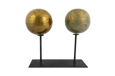 Lot 215 - A CELESTIAL AND A TERRESTRIAL GILT-COPPER GLOBES