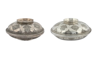 Lot 252 - TWO SILVER LIDDED FOOD CONTAINERS