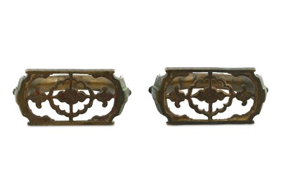 Lot 69 - A PAIR OF TURQUOISE-ENCRUSTED BRONZE STIRRUPS