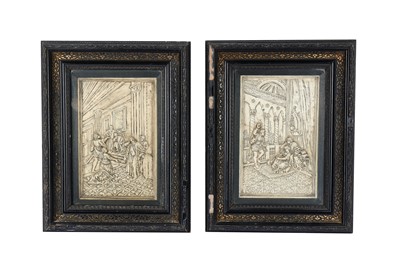 Lot 297 - A pair of Italian plaster plaques, each...