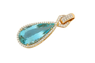 Lot 60 - An aquamarine and diamond pendant The...