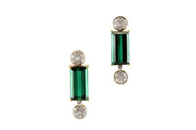 Lot 162 - A pair of green tourmaline and diamond...