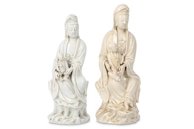 Lot 182 - TWO CHINESE BLANC-DE-CHINE FIGURES OF GUANYIN...