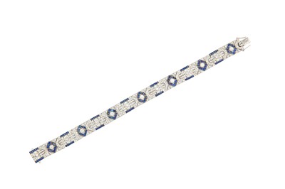 Lot 80 - A sapphire and diamond bracelet The pierced...