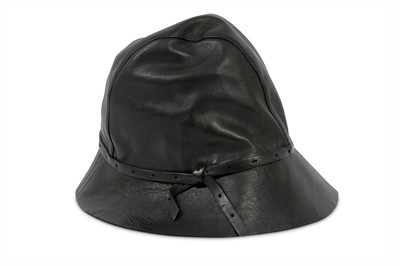 Lot 473 - Gucci Black Leather Bucket Hat - size M